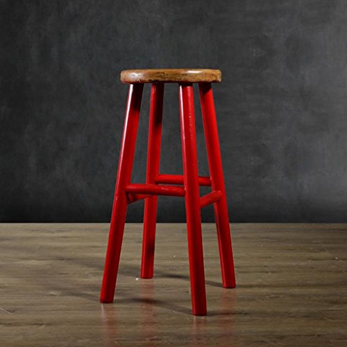 Lwjjby Barhocker Retro Style American Loft Barhocker aus massivem Holz...