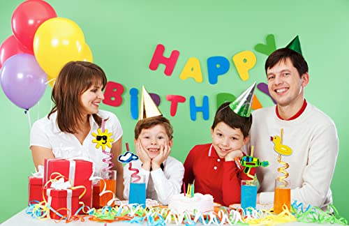 24 Pieces Beach Theme Reusable Shape Straws, Drink Straws Beach Ball Pool Summer Birthday Party Favor Decorations With 2 Cleaning Brushes 8 Color Straws #TOP4