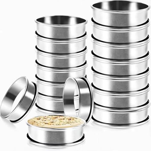 RICHSC-PAN Crumpet Rings Cookie Ring Outer diameter 3.2Inch+2.1Inch.