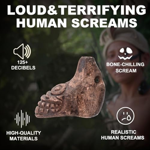 Aztec Death Whistle, Up To125+ Decibels Loud Real Screaming Aztec Death Whistle Loudest Authentic Human Authentic Human Ehecachichtli Sounding Screams War Whistle (Dark Grey)