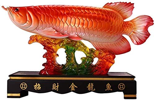 Poisson Arowana Feng Shui avec socle en bois pour attirer la richesse