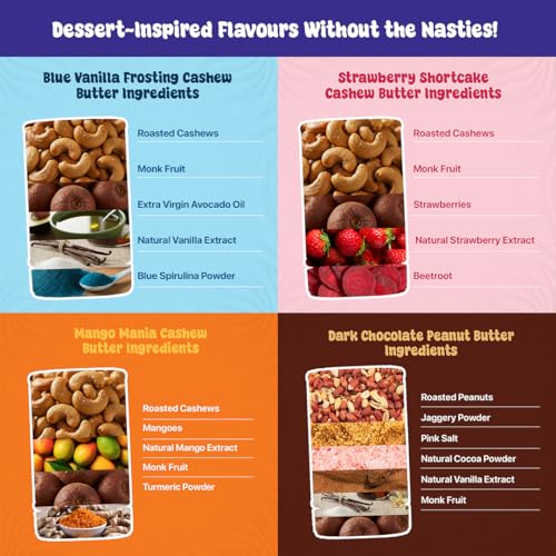 Image of Asmita Organic Farms (Kids Edition) Nutty By Nature Tasting Box 400g | Healthy Nut Spread for Kids | No Refined Sugar, No Palm Oil, No Preservatives | 4 Yummy Flavours | 100g Each Jar