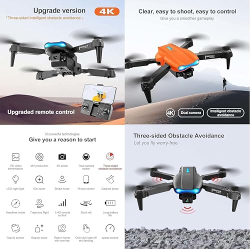 Image of dRoNe wItH hD DuAl cAmErA BrUsHlEsS MoToR, oNe cLiCk tAkEoFf /lAnDiNg FlIp rOlLiNg gEsTuRe cOnTrOl wI-Fi cAmErA ReMoTe cOnTrOl -X DrOnE (E99)