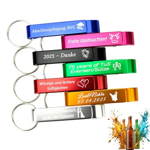 10-100 Personalisierter Flaschenöffner Schlüsselanhänger Individualisierbare Flaschenöffner mit Text und Logogravur Geschenk für Weihnachten Geburtstag Jubiläum Hochzeit (10)
