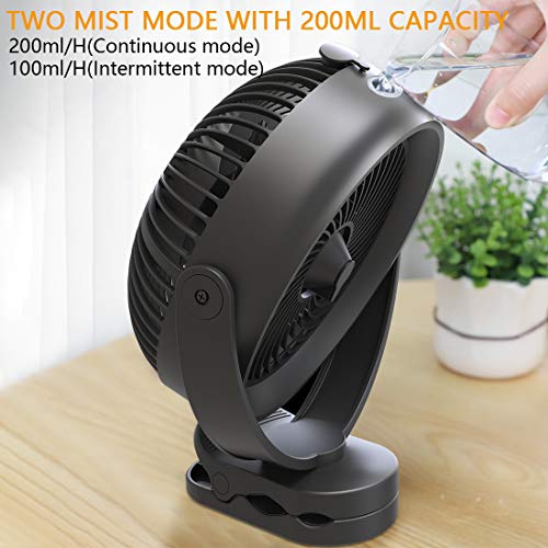 Koonie 10000Mah Battery Operated Misting Fan With Clip, 8-Inch Mist Fan For Desk, Detachable Battery, 3 Speeds, 2 Mist Modes With 200Ml Tank, 48 Hours Working Time For Home Stroller Office And Outdoor #TOP5