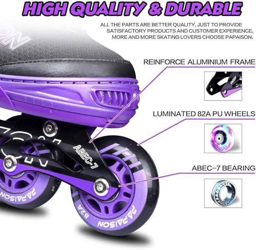 Image of PAPAISON Adjustable Inline Skates for Kids and Adults with Full Light Up Wheels, Outdoor Roller Skates for Girls and Boys, Men and Women