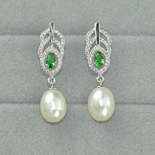 Orecchini di Perle di Moda Gioielli di Perle per Le Donne Orecchini Pendenti con Piume d'Acqua Perle d'Acqua Dolce Gioielli in Argento 925