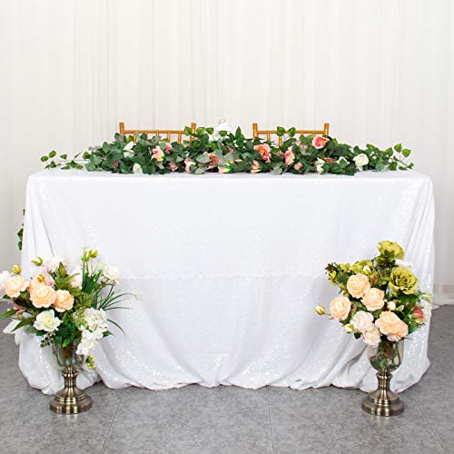 Weiße Pailletten-Tischdecke für Hochzeit/Event/Party/Bankett (121,9 x 183,9 cm) Cover
