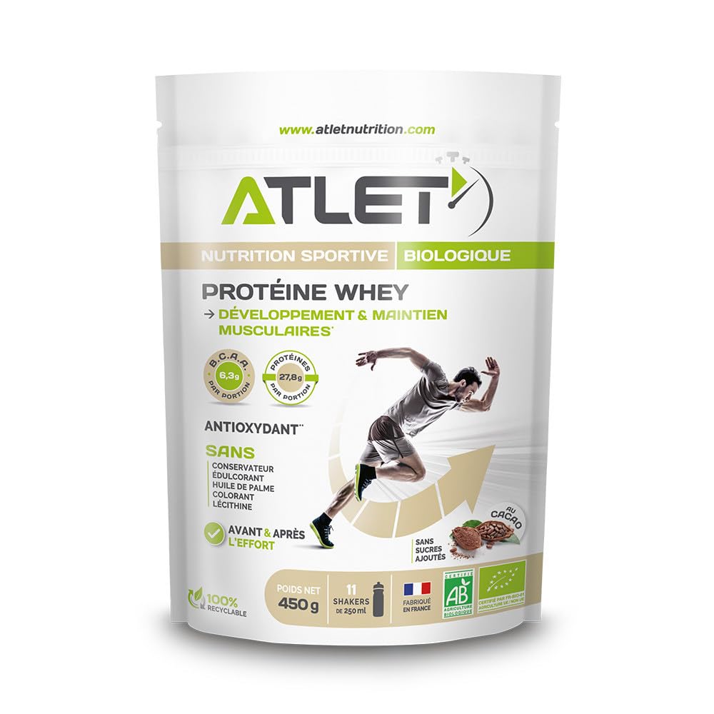PROTEINE WHEY NATIVE ENERGETIQUE ATLET Cacao 450g