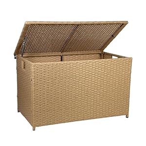 MOORLITER Wicker Storage Trunk, 42.3 Gallon (160L) Large Wicker Basket with Lid, Wicker Trunk with Safety Hinge, Handwoven Wicker Chest, Support 200 lbs, for Bedroom, 30L x 17W x 18H”, Natural