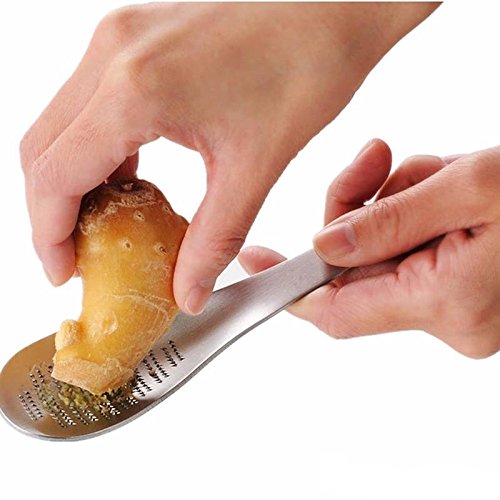 Image of 1Pc Food Grade Stainless Steel Multi-Functional Multipurpose Grinding Grater Peeler Spoon for Garlic, Ginger, Fruits, Potato, Cheese, Vegetables