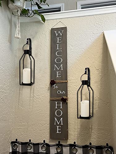 Hpc Decor Black Metal Candle Sconces W/Flickering Timer Candles- Candle Wall Sconces Set Of 2- Wall Sconce Candle Holder- Vintage Sconces Wall Decor Set Of 2 For Home Decor, Living Room,Dining Room #TOP2