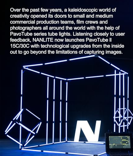 Image of NANLITE PavoTube II 15C LED RGB Tube, 2.4G Bluetooth Smart Wireless Control, 2700K-7500K (G /M±150) Ultra-Wide Color Gamut, 30W Portable Handheld Photography Lighting Stick