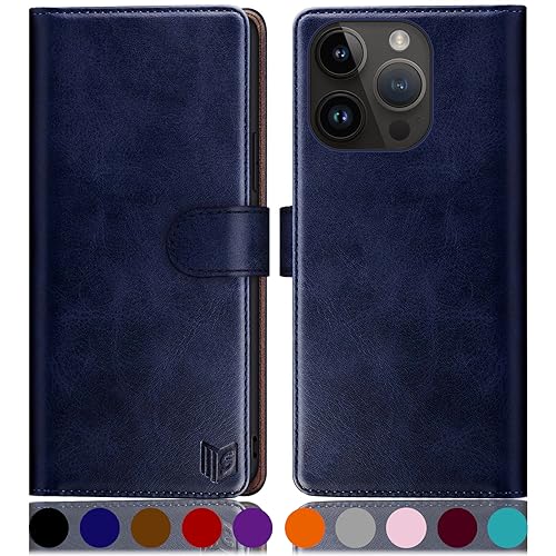 Protégez votre iPhone 15 Pro Max avec cet étui portefeuille RFID bleu