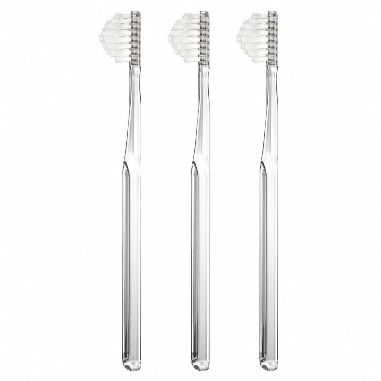 Miracle Toothbrush for Adults, Pyramid Bristle Design for Deep Plaque Removal & Gentle Gum Care, Made in Japan, Clear (Pack of 3)-image-13