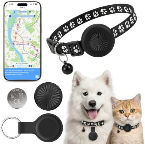 Katze GPS Tracker Hund Kompatibel mit iOS ＆ Android, GPS-Tracker für Haustierhalsbänder Ohne ABO, 365 Tage Akkulaufzeit, Weltweite Standortverfolgung, IP67 Wasserdicht, Geeignet fü