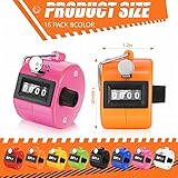 Kathfly 16 Pcs Handheld Clicker Counter 4 Digit Mechanical Tally Counter Assorted Color Pitch Palm for Counting Numbers Knitting Coaching Golf Lap Fishing School Sports Event(Multicolor)