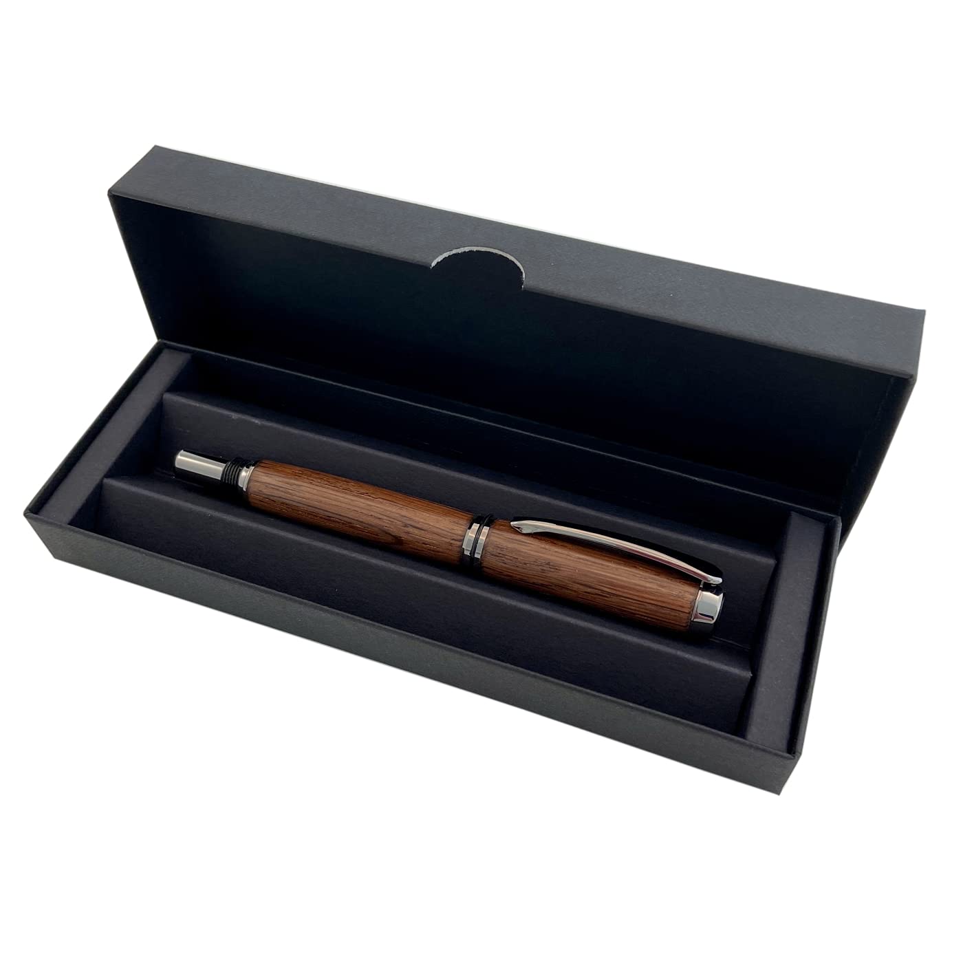 Handgefertigter Tintenroller aus Echtholz | Hochwertiger Rollerball aus Holz mit Miene & Etui | Exklusives Business Geschenk Set (Mooreiche)