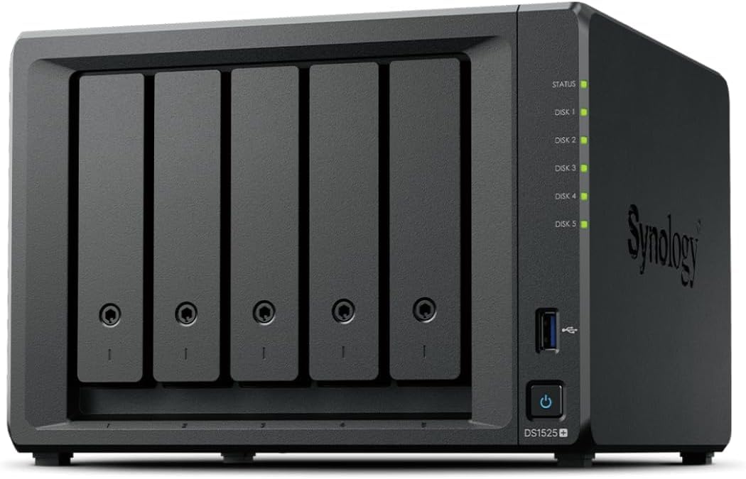 Synology Discstation NAS DS1525+ 20TB Bundle Seagate (5X 4TB Ironwolf) serie 5 Bay Plus con Ryzen R1600, 8 GB Ram