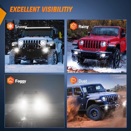 Image of Nilight 4Inch LED DRL Fog Light Assembly Compatible with 2007-2018 Wrangler | For Wrangler JK TJ LJ 2007 2008 2009 2010 2011 2012 2013 2014 2015 2016 2017 2018 DRL White Lamps Clear