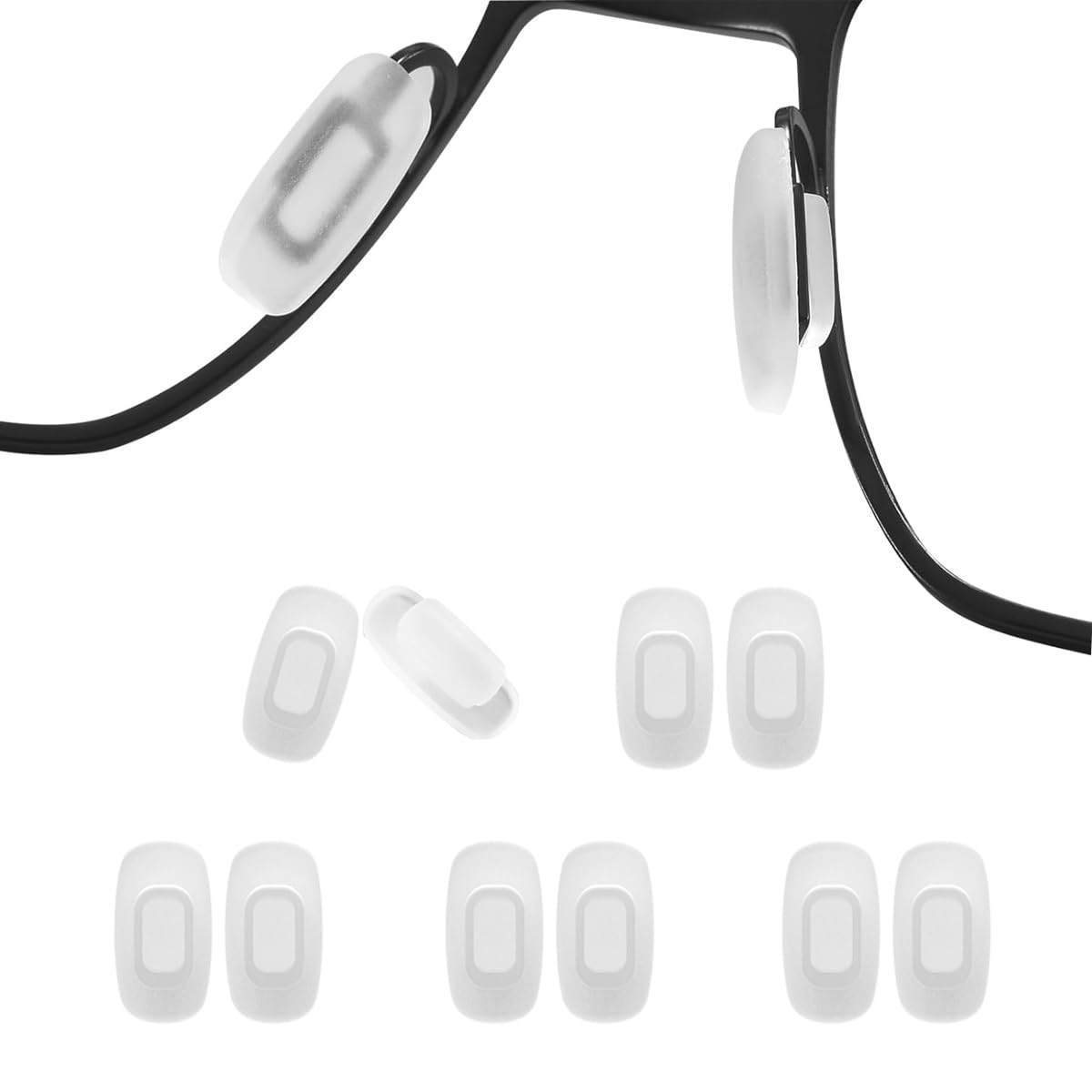 5 Pairs Push in Eyeglass Nose Pads,BEHLINE Snap in Glasses Nose Piece for Eye Glasses Sunglasses,Replacement for Frames,Soft Silicone Nose Bridge Pads,Anti-Slip Nose Guards(11mm,Square)