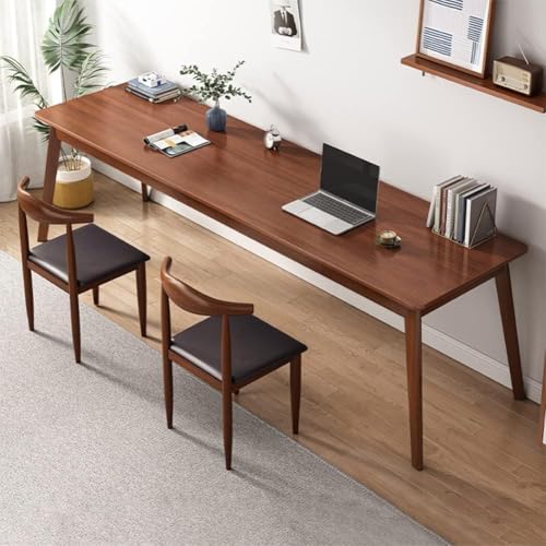 Image of Modern Long Wooden Computer Desk, Natura; Brown Writing Table for Home Office, Minimalist Design,71 inch Simple Modern Extra Long 2-Person Wood Computer