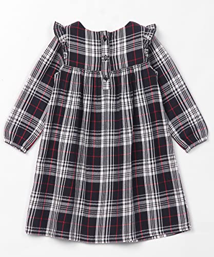 Image of Beebay Cotton Floral Embroidered Check Dress - Red (232005)