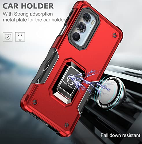 Image of Case for Motorola Moto Edge Plus 2022 Case Kickstand Holder Built-in Magnetic Car Mount Shockproof Camera Protective for Edge+ Plus 2022 /Edge X30 /Moto Edge 30 Pro Phone Case (Pink)