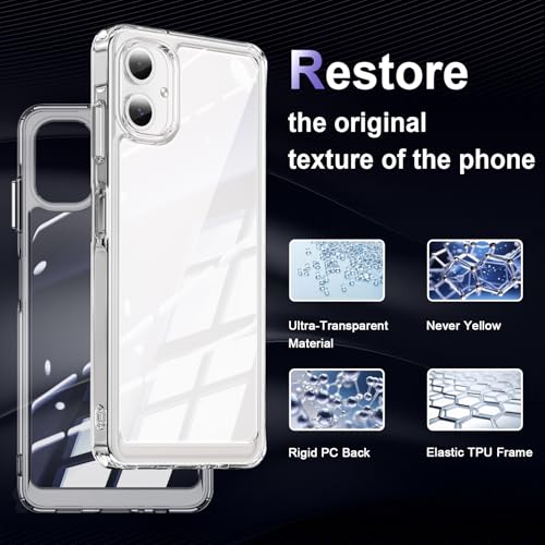 Image of Case for Samsung Galaxy A06, Military Grade Drop Protection Phone Case, Yellowing Resistant, Anti-Scratch Hard PC Back, Shockproof Hard Ultra-Thin Protective Cover, Clear
