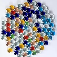 Hisredsun 290 Stück Glaskieselsteine, 17-20mm 1,35 kg Flache Marmorperlen, Vasenfüllsteine, Künstliche Kristallsteine, Dekorative Glassteine Für Aquarium, Blumentopf, Landschaftsbau
