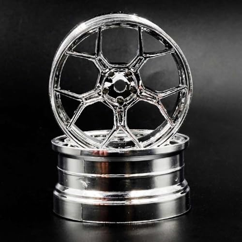 DS Racing 2PCS 1/10 RC Feathery Light Split Spoke Drift Wheels Rims, New Version 8mm Offset, 7gram, Compatible w/Yokomo YD MD RD, MST RMX, Reve D RDX, Redcat RDS, HPI, Tamiya TT (Chrome)