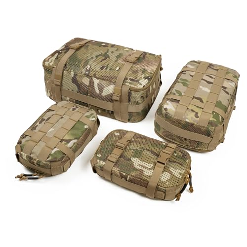 4 Set Tactical Packing Cubes ，Compressible Mesh Duffle Storage Bag,Portable Edc Molle Pouch Organizer.