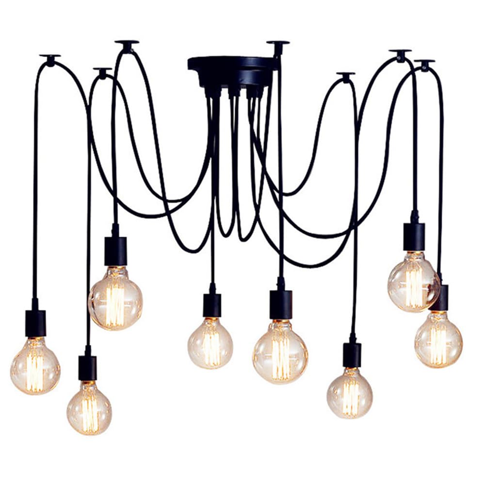 Mengjay DIY Spider Chandelier Creative Adjustable Vintage Ceiling Pendant Lamp Fixture,E27 Pendant Light Multiple Ceiling Lighting Hanging Drop Light Ceiling Pendants Lamp (200CM(8 Heads))
