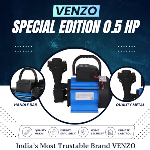 Image of VENZO PREMIUM 0.5 HP Motor Self Priming Regenerative Water Pump| 100% pure copper Winding | Monoblock Pumps| 0.5 hp water pump motor for home | Single Phase | 1-Year Manufacturer Warranty