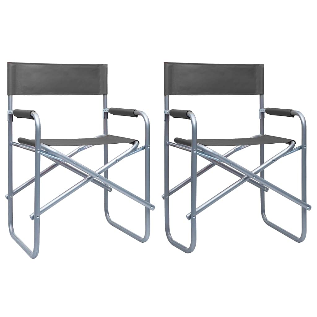 Gecheer Sedie da Regista 2 pz in Acciaio Grigie,Sedie,Poltroncine,da Pranzo,da Giardino,Esterno,Sedie per Tavolo da Esterno,Sedie da Esterno,Sedia da Esterno,J47920