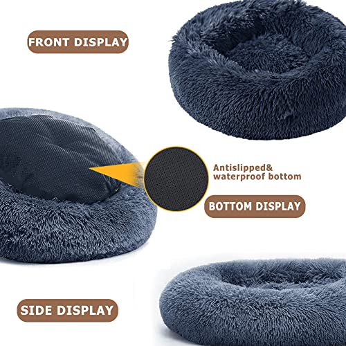 Napojoy Faux Fur Cat/Dog Beds For Small Dogs, Soft Plush Donut Cuddler Cushion Pet Sofa Couch Bed For Small Dogs Cats, Fluffy Round Self Warming Calming Cushion #TOP1