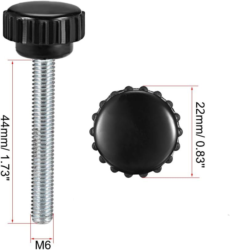 MACHSWON Knurled Clamping Knobs Grip for Saw Drill Press Lathe and Routing Jigs Packaging Machinery Printing Equipment Round Head Clamping Handle Bolt M6 x 44mm 4pcs - Image 2