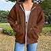 Betadog Jackets For Women Trendy Womens Zip Up Hoodies Long Sleeve Oversized Sweatshirts Y2K Jacket Pockets Patchwork Design T-Shirt Hoodie For Women Coffee Womens Fall Clothes 2025 Small