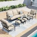 SUNSHINE VALLEY 5-Piece Metal Outdoor Conversation Set, 7 Seats