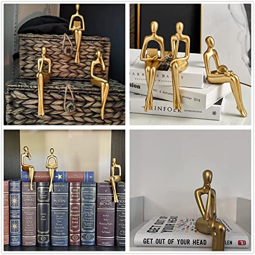 Shengtian Resin Thinker Style Gold Decor Sitting Thinker Statue Abstract Sculpture, Bookshelf Decor Accents Resin Collectible Figurines For Home Office Living Room Table Desktop Decor (Bcd) #TOP4