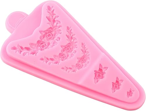 Miniatura 4 de Corona de rosas con hojas para fondant para decoración de pasteles, decoración de cupcakes, caramelo y goma de mascar de chocolate, arcilla Estilo