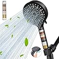 Cobbe Filtered Shower Head with Handheld, High Pressure 6 Spray Mode Showerhead with Filters, Water Softener Filters Beads for Hard Water - Remove Chlorine - Reduces Dry Itchy Skin, Matte Black