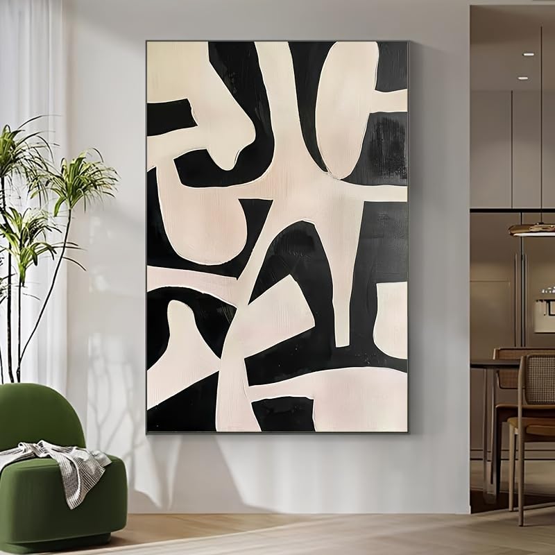 Habiller un grand mur vide grâce à l'affiche sur toile lignes verticales abstrait moderne