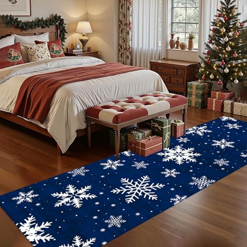 Alfombra de Navidad para entrada lavable y resistente a la decoloración en pasillo rojo 3