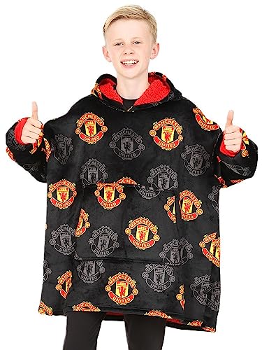 Manchester United Football Club Sweat à capuche en polaire de luxe entièrement doublé Noir, Noir , taille unique