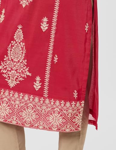 Image of BIBA Women Polyester Straight Fit Yarndyed Kurta