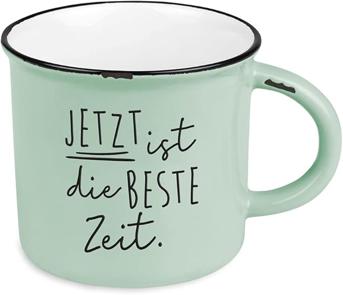 Kaffeetasse vintage| Keramik Becher zum verschenken | Jetzt ist die beste Zeit, Grün Kaffeetasse vintage| Keramik Becher zum verschenken | Jetzt ist die beste Zeit, Grün