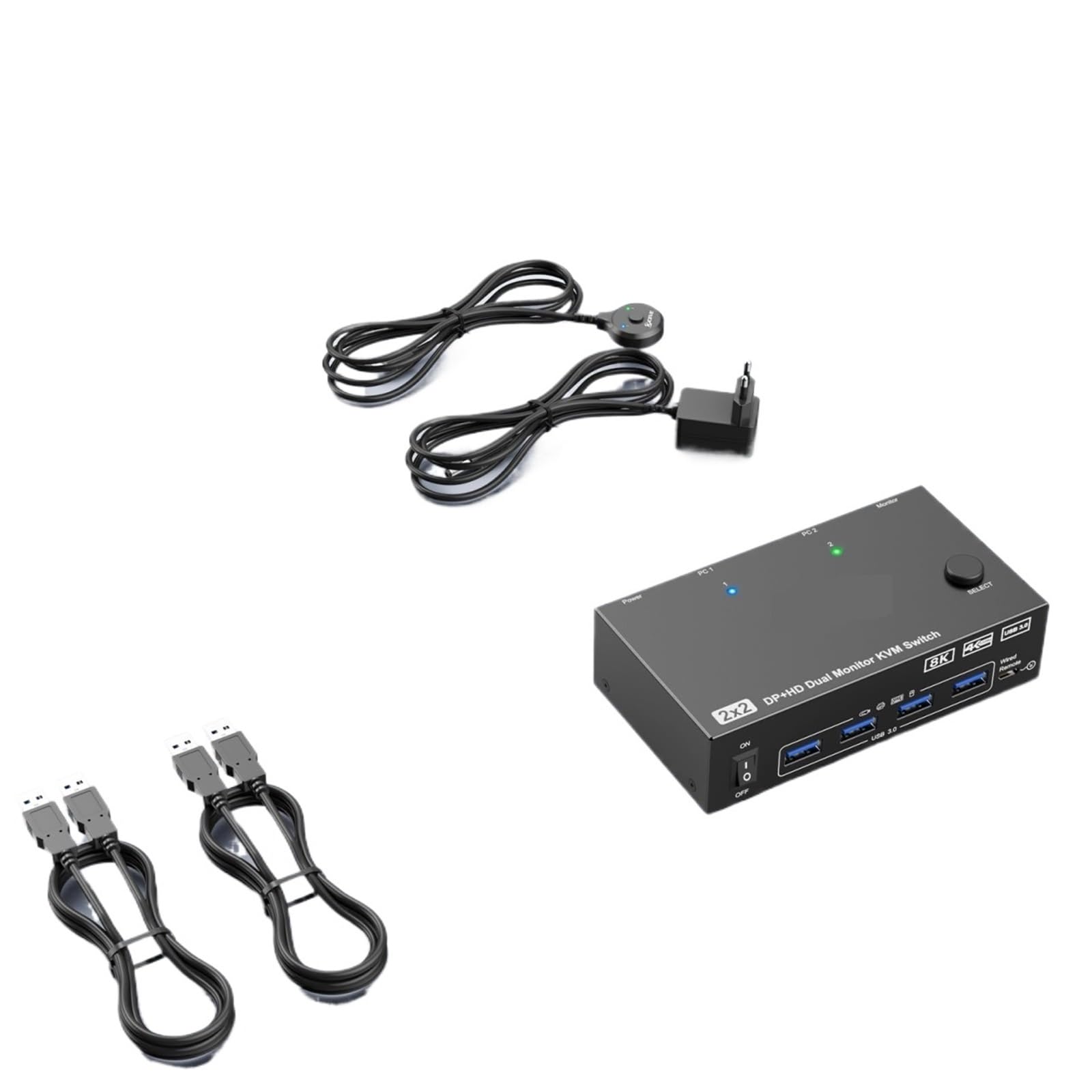 KVM double moniteur 8K 60Hz 4K 144Hz fluide pour 2 PC