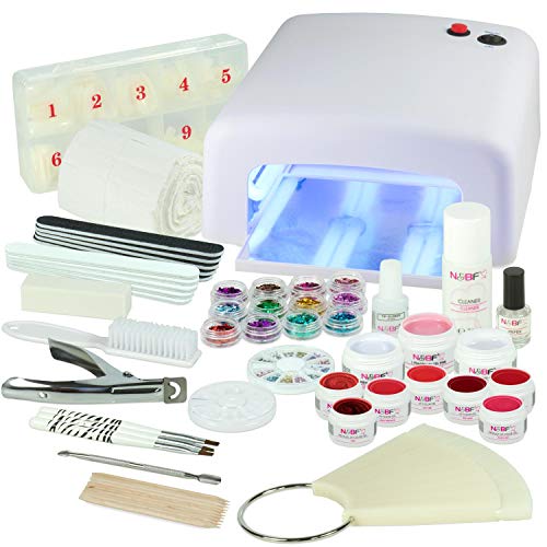 UV-Gel Deluxe Red Passion XXXL Starter Set-Nagelset mit Nailart, UV-Lampe und UV Gel ideales Starterset