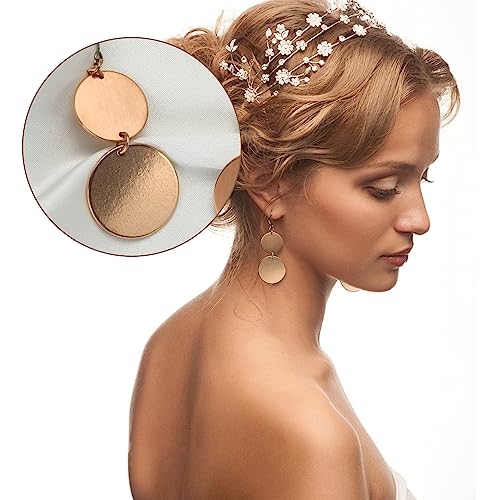 TGNEL Pure Titanium Earrings Hypoallergenic, Lightweight Two Circle Disc Titanium Dangle Drop Earrings for Women Sensitive Ears Gold/Rose Gold/Silver3